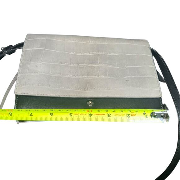 AllSaints Gray Black Croc Embossed Leather Crossbody Messenger Bag - Picture 6 of 10